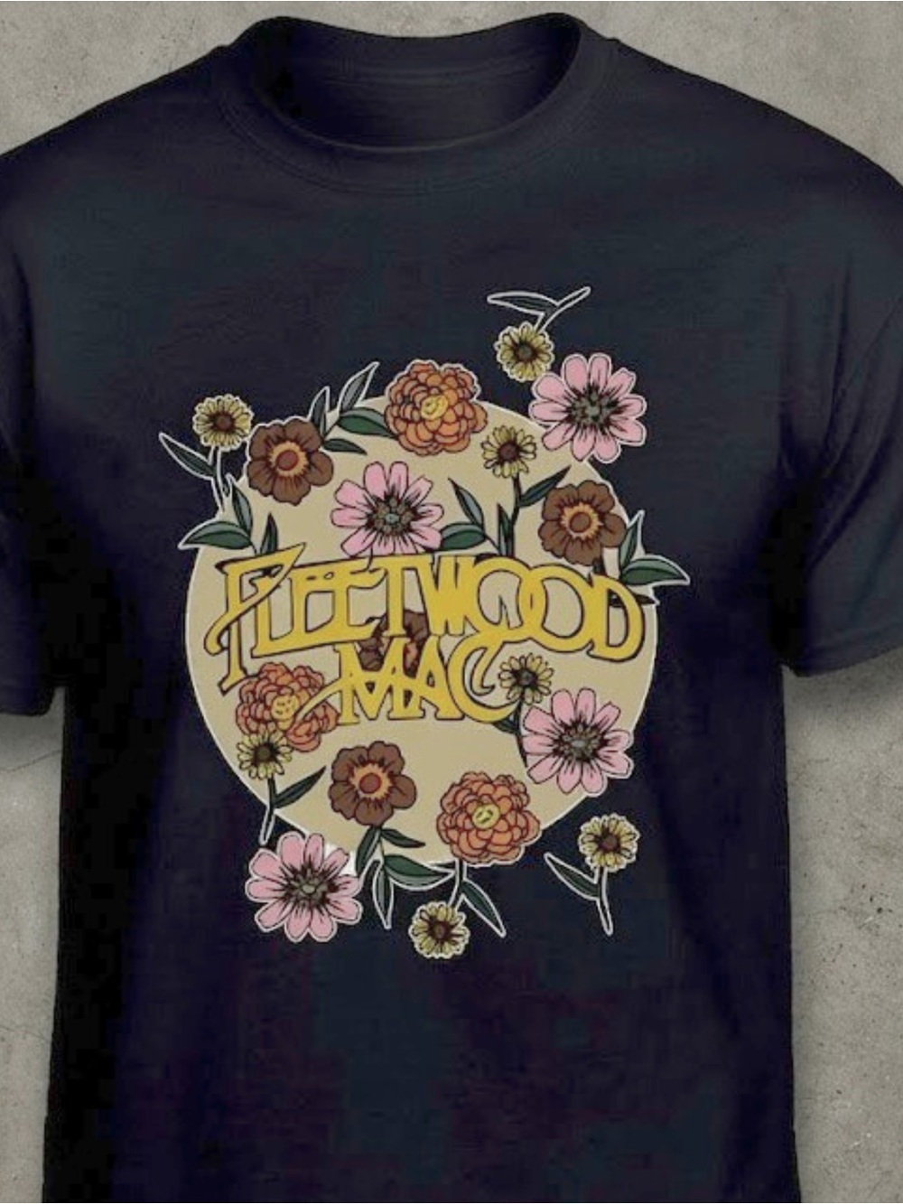 Fleetwood Mac Black Floral Logo Tee